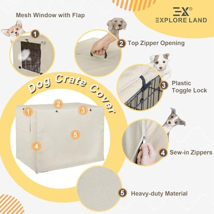 Explore Land Dog Crate Cover, 42 inches, Light Tan - Image 4