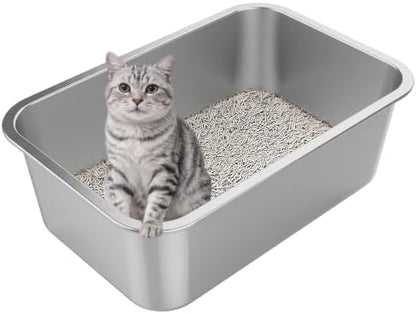 XX-Large High Sided Stainless Steel Cat Litter Box by Unknown