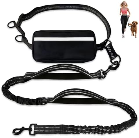 Hands Free Dog Leash with Waist Belt & Large Pouch, Waist Leash by Unknown