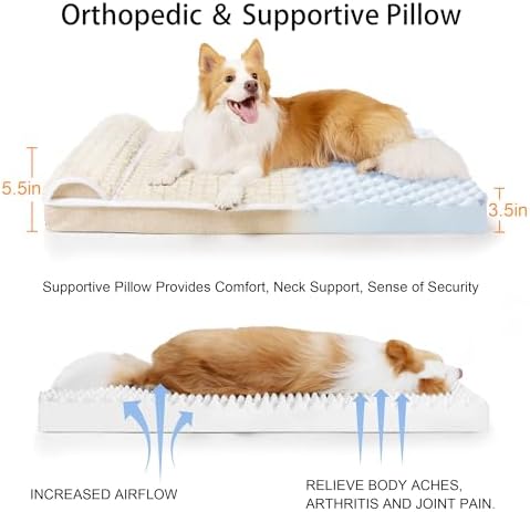 Orthopedic Large Dog Bed Pillow Pet Sofa Bed 48''X30'' Ivory - Image 6