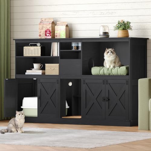 Hzuaneri Double cat Litter Box Enclosure, Cat Cabinet by Hzuaneri
