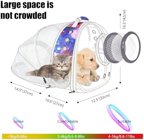 Galaxy Blue Cat Bubble Backpack, Back Expandable cat Backpack - Image 2