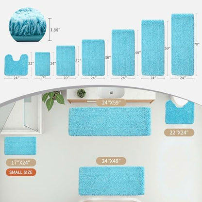 Disolla Teal Bathroom Rugs 24x48, Non-Slip Plush Thick Bath Mat - Image 2