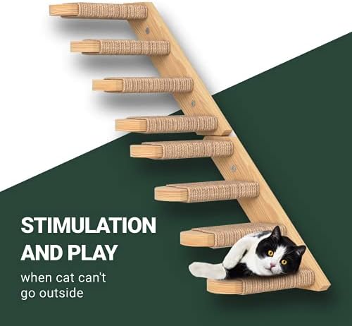 Cat Wall Steps - Solid Rubber Wood Cat Stairs - Right Left - Image 4