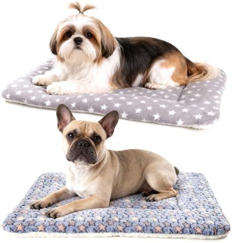 2-Pack Dog Blanket for Crate, Washable Reversible Plush Crate Liner by Tierecare