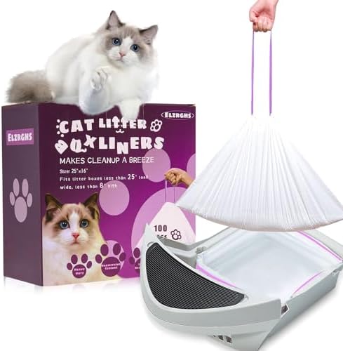 Elzrghs 100 Pack Drawstring Cat Litter Box Liners Compatible by Elzrghs
