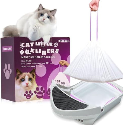 Elzrghs 100 Pack Drawstring Cat Litter Box Liners Compatible by Elzrghs