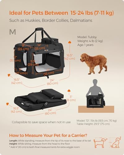 Feandrea Collapsible Soft Dog Crate, Portable Travel Carrier, 24 Inches - Image 5