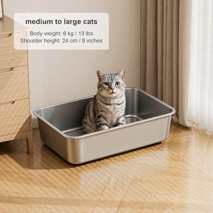 X-Large High Sided Stainless Steel Cat Litter Box - Image 7