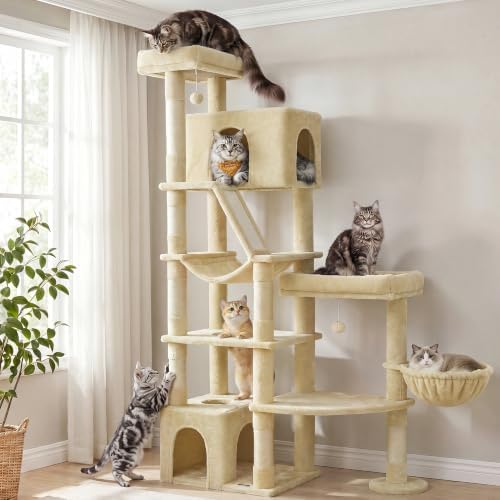 Feandrea Large Cat Tree, 74.1" Tall Sturdy Cat Tower by FeandreabySONGMICSHOME