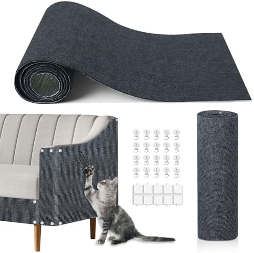 Cat Scratch Mat, 118.5"x15.9" Trimmable Self-Adhesive Cats Scratch Carpet by TEBANTY