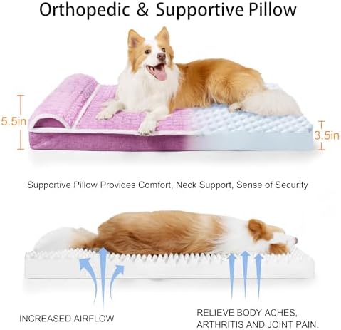 Orthopedic Medium Dog Bed Pillow Pet Sofa Bed 30''X20'' Lilac - Image 6