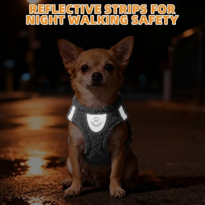 KOOLTAIL Plush Small Dog Harness and Leash Set, Warm Fleece No Pull Puppy Vest - Image 6