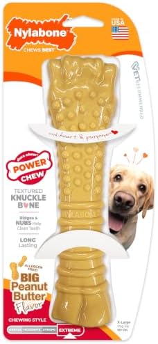 Nylabone Power Chew Textured Bone Dog Toy, Peanut Butter Flavor by Nylabone