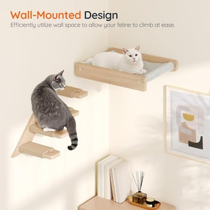 HOOBRO Cat Wall Shelf Set of 2, Wall Mounted 4-Level Cat Steps - Image 4