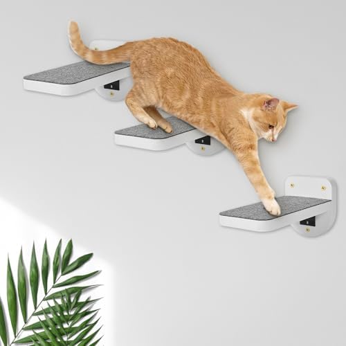 ESPETS Set of 3 White Cat Wall Climbing Steps, Wall Mount Floating Shelves - Image 6