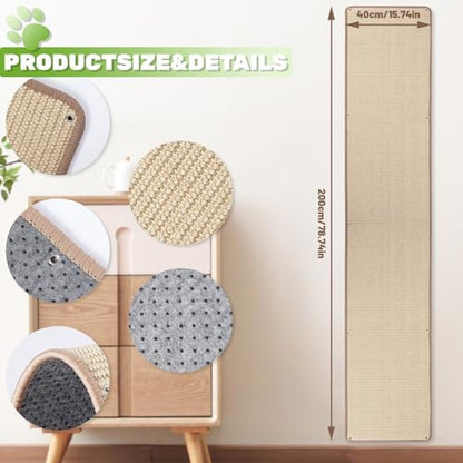 Uranshin Natural Sisal Cat Wall Climbing Carpet, Wall Scratcher Mat Pad - Image 2