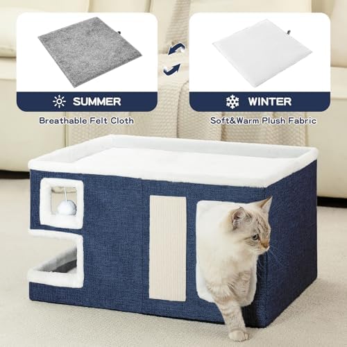 Large Cat Houses for Indoor Cats, Extra Wide Cat Cave Bed - Image 3