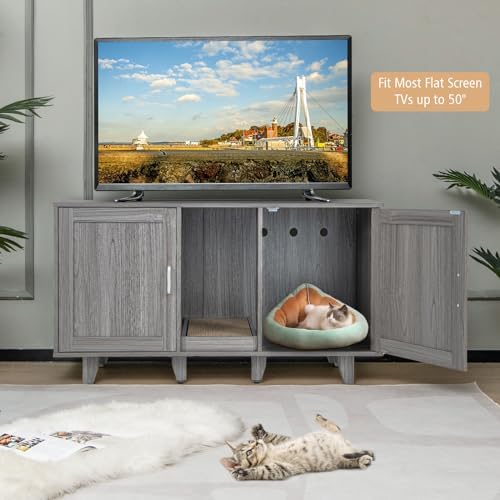 Tangkula Patented Double Cat Litter Box Enclosure - Image 3