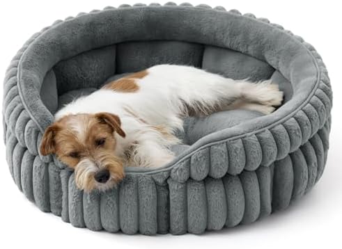 Bedsure ComfyFleece® Washable Cute Small Medium Dog Bed, Round Pet Bed by BEDSURE