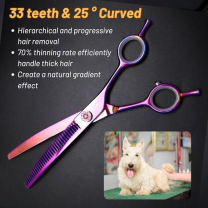 7in 25° Curved 33 Teeth Chunker Dog Grooming Scissors - Image 7