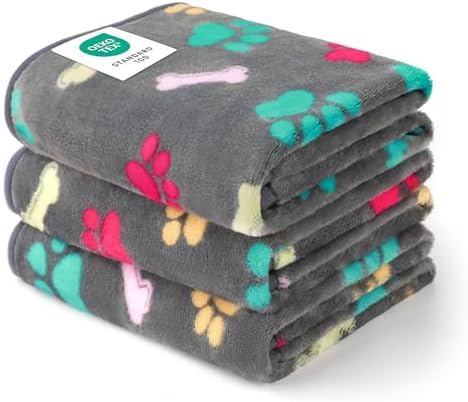 Luciphia 1 Pack 3 Blankets Fluffy Premium Fleece Pet Blanket Flannel Paw Bone by luciphia
