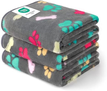 Luciphia 1 Pack 3 Blankets Fluffy Premium Fleece Pet Blanket Flannel Paw Bone by luciphia