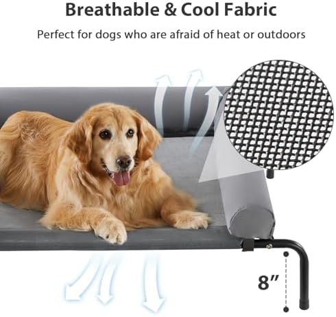 RRPETHOME Elevated Cooling Dog Cot Bed, Large Raised Outdoor Dog Bed - Image 3