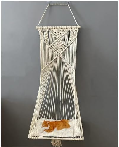 Macrame Hanging Cat Hammock Bed Cat Swing House Space Saving Window Perch - Image 3