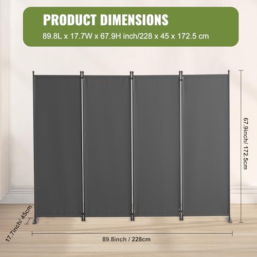 VEVOR Room Divider, 4 Panel Room Dividers and Folding Privacy Screens, Fabric - Image 7