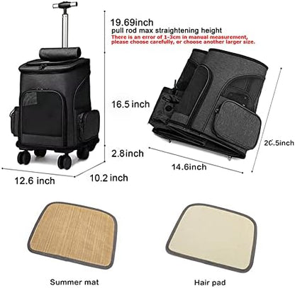 Wheeled Pet Carrier Backpack Pet Stroller, Travel Carrier, Car Seat - Image 3