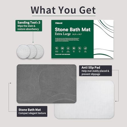 XMarrat Extra Large Stone Bath Mat, Diatomaceous Earth Mat, 31.5"x19.7" - Image 6