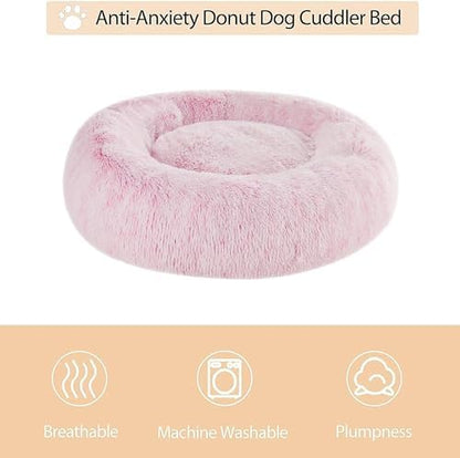 WNPETHOME Large Pink Round Calming Dog Bed Cat Bed - Image 3