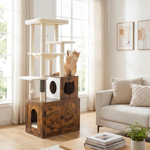 HOOBRO Cat Tree with Litter Box Enclosure, Tall Cat Tower - Image 5