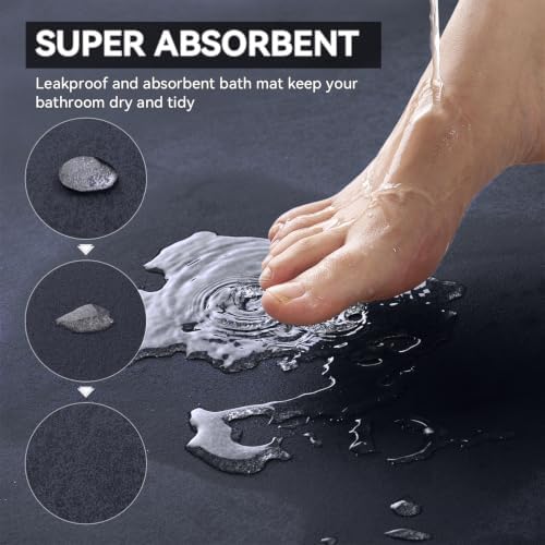 MontVoo -Bath Mat Rug-Rubber Backing Non Slip Quick Dry Absorbent Thin Bathroom - Image 2