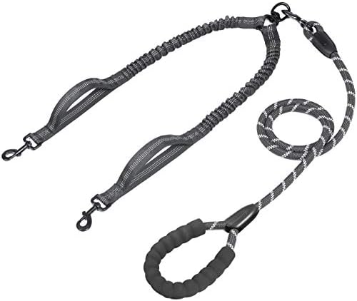 Double Dog Leash with Two Extra Traffic Handles, 18~120 lbs by iYoPets