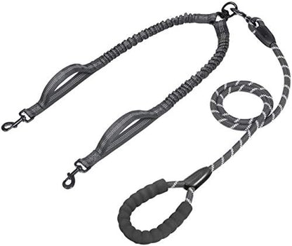 Double Dog Leash with Two Extra Traffic Handles, 18~120 lbs by iYoPets