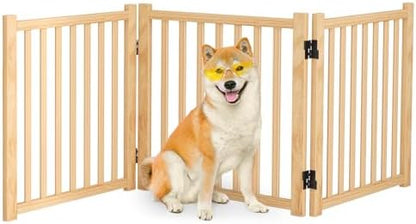 Wooden Freestanding Dog Gate Indoor by Oapety