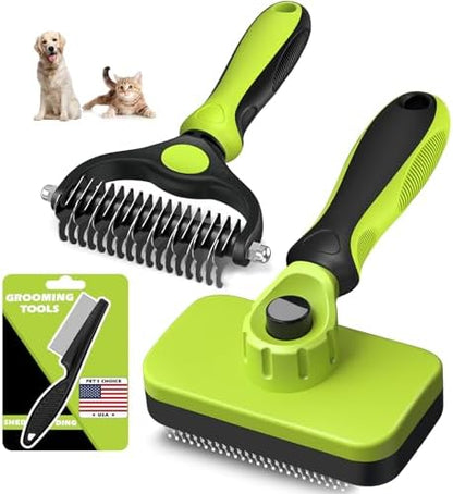 Professional 3PCS Self Cleaning Slicker Brush & Pet Grooming Rake & Flea Comb by Augwind