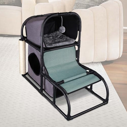 Goetland Modern Cat Condo Cat House Cat Tree Pet Furniture Large Cat Tower Bed - Image 2