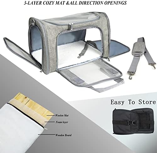 Soft Sided Carrier for Small Medium Cats Dogs, Removable Pad Collapsible Travel - Image 4