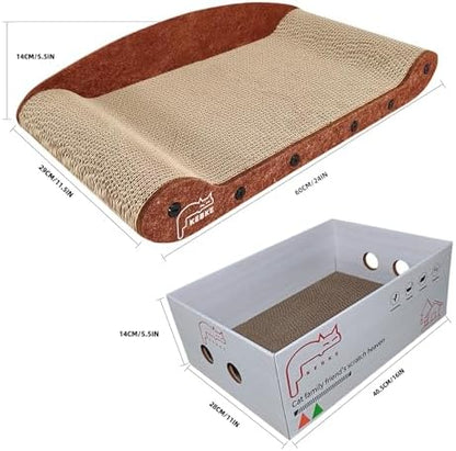 Cat Scratcher Medium Sofa Bed Scratcher & Scratcher Box Corrugated Cardboard - Image 3
