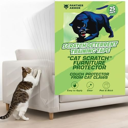 Panther Armor Cat Scratch Furniture Protector, 25 Double-Sided Tape Sheets by PantherArmor