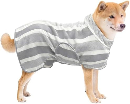 Fast‑Drying Dog Bathrobe, Absorbent Striped Pet Towel by PawSailor