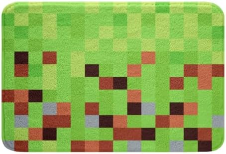 Manfei Pixelated Blocks Shaggy Absorbent Floor Mat Gamepad Miners Video Games by Manfei