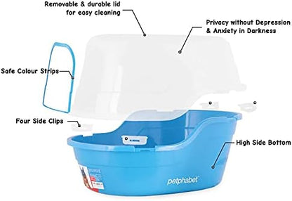 Petphabet Jumbo Hooded Cat Litter Box, Extra Large, Light Blue - Image 4