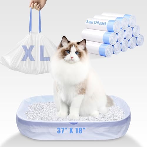120 Pack Jumbo Cat Litter Bags-3MIL Extra Thick Leakproof Litter Box Liners by Fronip