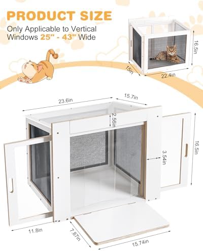 Cat Window Box with Clear Roof, Fits 25"-43" Vertical Windows - Image 2