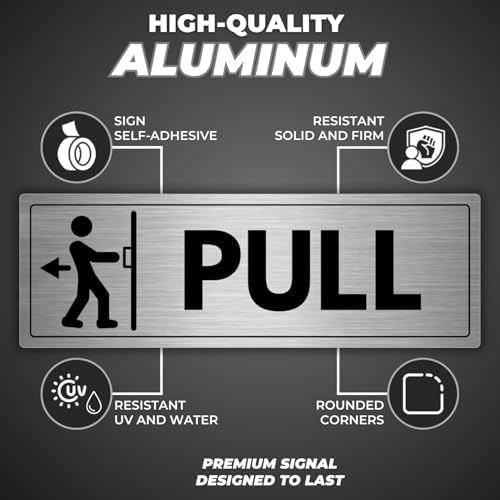 Pull Door Sign - 3x9 Inch - Aluminum - Pull to Open Exit Doorway - Image 2