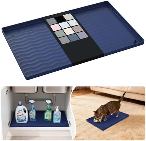 URMONA Waterproof Silicone Under Sink Mat, 16 x 10 in, Flexible Shelf Liner by URMONA